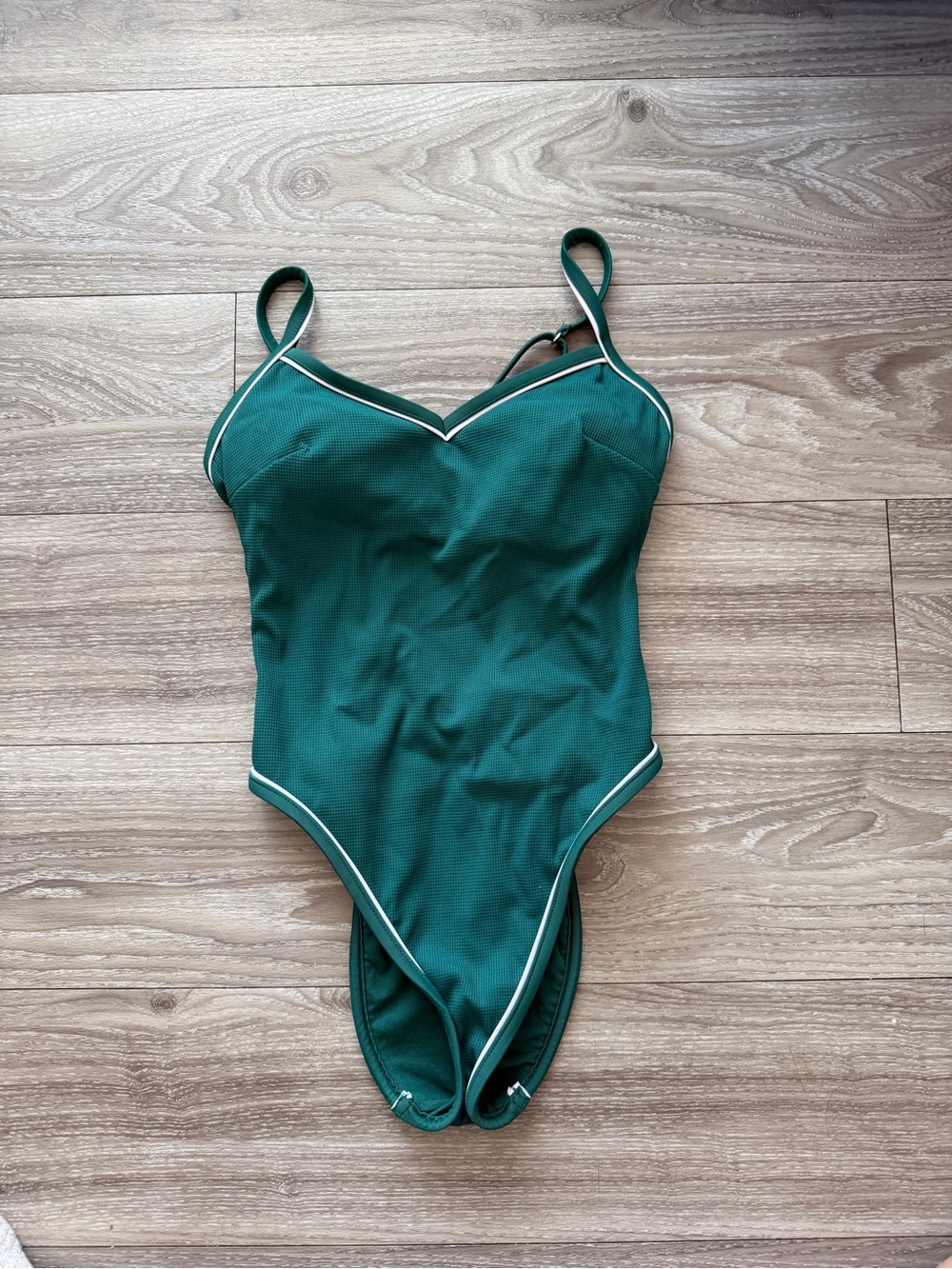 Shade & Shore Emerald Green One-Piece with White Trim